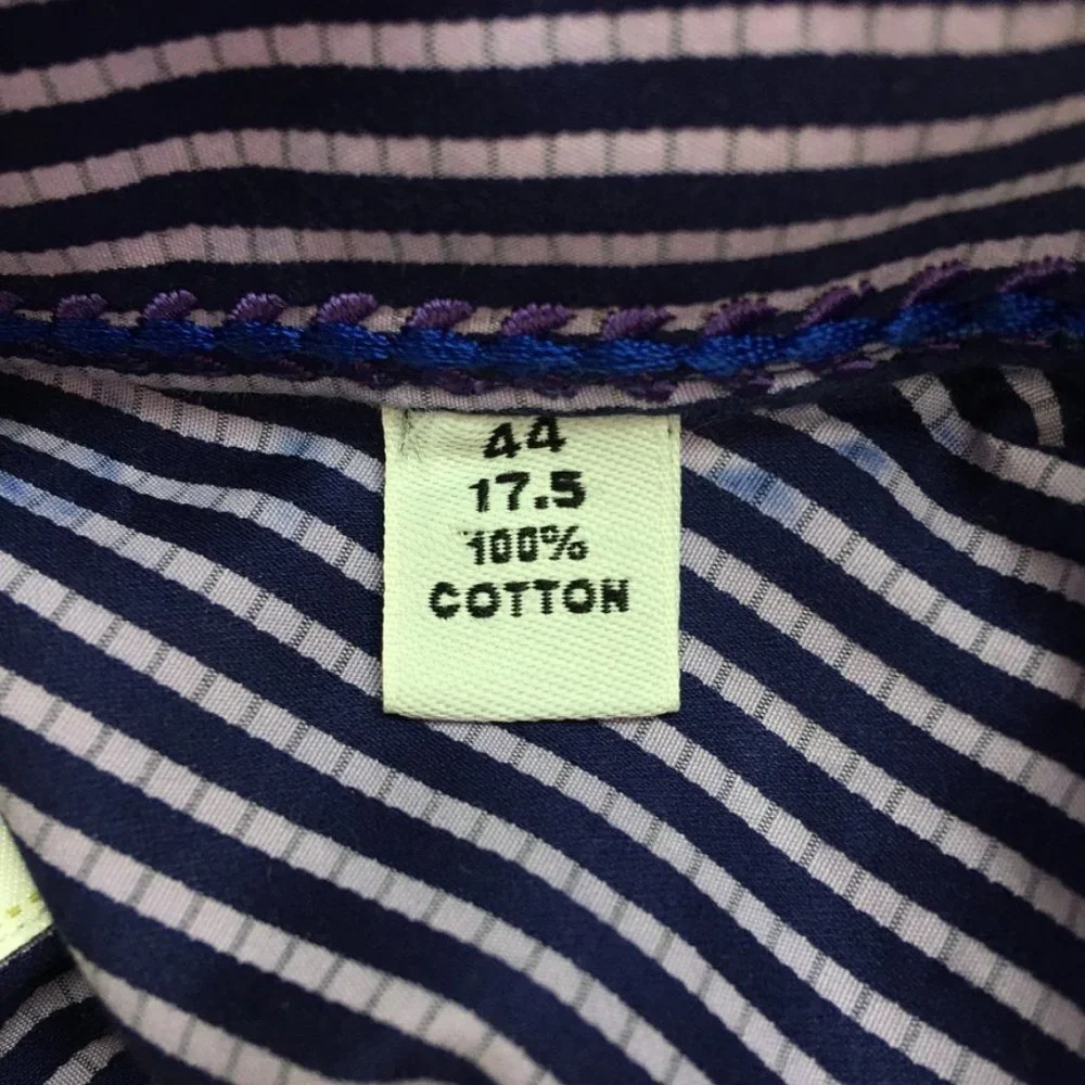 Robert Graham Men's Purple Striped Long Sleeve Button Front Shirt Size 17.5